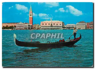 Veneza — Vista panorâmica com gôndola e campanário — Edi Benedetti, n° 89471