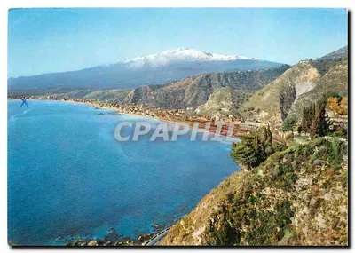Taormina — vista da costa e do monte Etna nevado — SAR