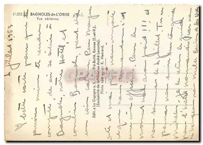 Bilhete postal moderno Bagnoles de l'Orne (Or) Vista aérea — Verso
