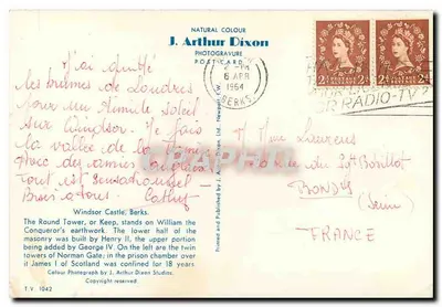 Zamek w Windsorze — Wieża Okrągła — J. Arthur Dixon, T.V. 1042 — Rewers