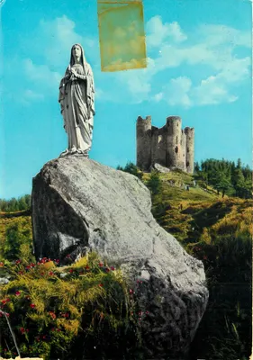 Estátua da Virgem nos arredores da Barge — Ruínas do Castelo d'Alleuze — Editor: « L'Auvergne Touristique »