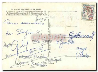 Os Castelos da Loire — série 168 S — editor H. Lenormand, Orléans — Verso