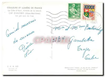 Cap d'Antibes — Costa Azul — Edições de Arte 'YVON' — Verso