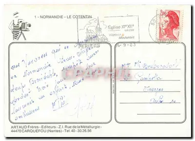 Le Cotentin — Ilustrowana kartka pocztowa — ARTAUD Bracia — Rewers