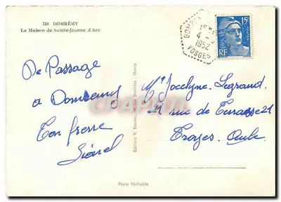 A Casa de Santa Joana d'Arc — Domrémy — Edições V. Roeder, Nancy — Verso