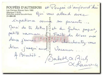 Lalka z niebieskimi wiśniami — kolekcja Andrée Escudie-Paris — Wydawnictwo Jean-Jaurès-Arcuelli — Rewers