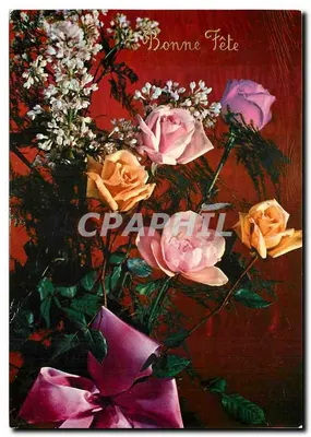 Arranjo de rosas e lavanda — Boa Festa — editor Gérazzoni, Milão