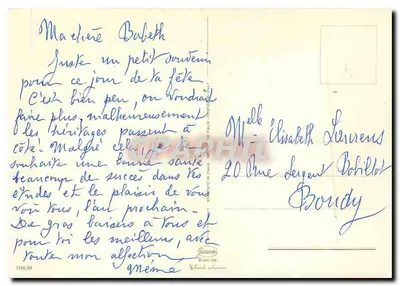 Arranjo de rosas e lavanda — Boa Festa — editor Gérazzoni, Milão — Verso