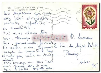 Estrada florestal de Montals — Massif de l'Aigoual (Gard) — Edições dos Irmãos Lumière, n° 635 — Verso