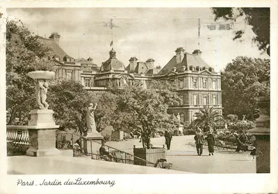 Paris - Jardim do Luxembourg — vista do parque com estátuas e edifícios — Photovelours n°49
