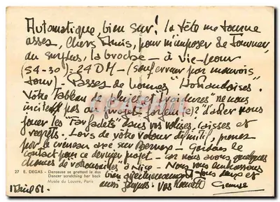 Tancerka grzebiąca się w plecach — Studium Degasa — Muzeum Louwra, Paryż — Rewers