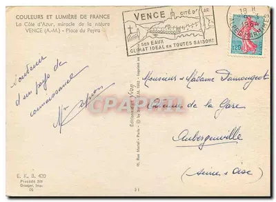 Place du Peyra — Vence — Edições Dragger — Verso