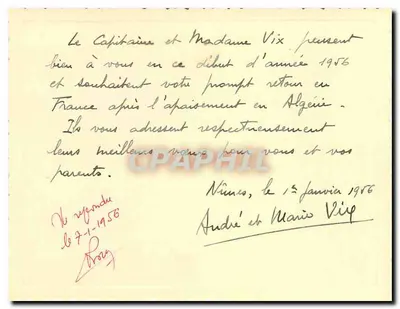 Kobieta siedząca przed ruinami — Najlepsze życzenia nowego roku — André i Marius Vix, Nîmes — Rewers