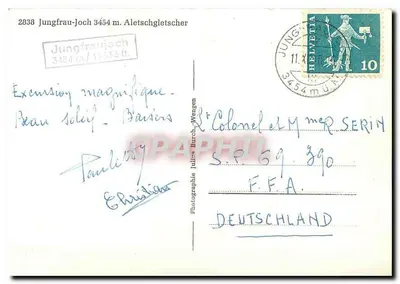Jungfraujoch 3454 m — Lód Aletsch — Fotografia Juliusa Birch, Wengen — Rewers