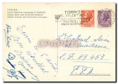 Torino - Corso Cairoli - Pomnik G. Garibaldiego — wydawca nieznany, numer serii nieczytelny — Rewers