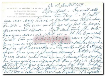 HONFLEUR — Bassin de la Lieutenante e quai Béguilieu — editor K. B. 745 — Verso