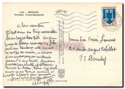 Hendaye — Fronteira Franco-Espanhola — IRIS — Verso