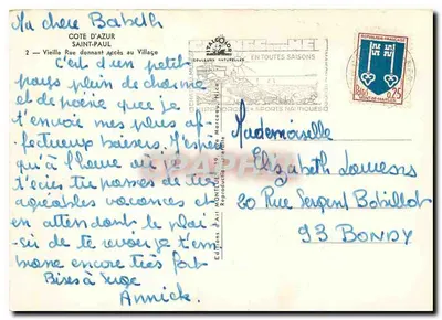 Saint-Paul — Velha rua dando acesso ao vilarejo — Éditions d'Art Montéz — Verso
