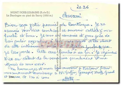 Mont-Dore-les-Bains — La Dordogne aan de voet van de Sancy (1886 m) — Ed. Art « GUY » 38, rue St-Lambert-la-Gretoire, Parijs — Achterkant