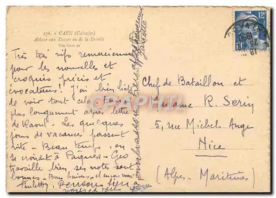 Abbaye aux Dames w Caen — widok fasady i wież — wyd. Visa Carn 42 — Rewers