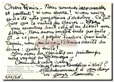 Jezioro Annecy — Paul Cézanne — Pallas Postcard 1162 — Rewers