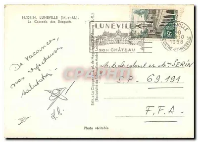 A Cegonha — Cascata dos Bosquetes — Edição La Cigogne, Luneville — Verso