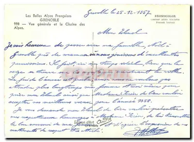 Grenoble — Ogólny widok i łańcuch Alp — Wydawnictwo Sztuki Grenoble — Rewers