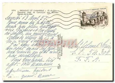 Rosaflamingos von Camargue — Saintes-Maries-de-la-Mer — Editions SCHETT, Lucien — Rückseite
