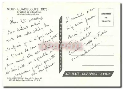 Eração da Soufrière — Guadalupe (1976) — SCANDINEXIM, Ltd. — Verso