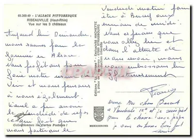 Ribeauvillé (Haut-Rhin) — Widok na 3 zamek — Wydawnictwo Hachette — Rewers