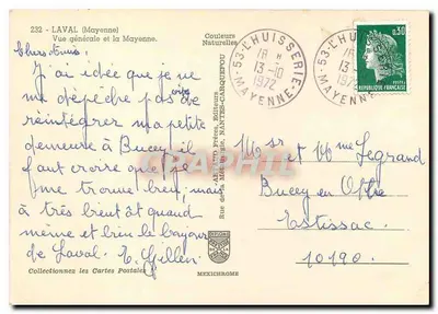 Laval (Mayenne) — Vista geral e a Mayenne — Editores AÉROND Frères, NANTES-CARQUFOU — Verso