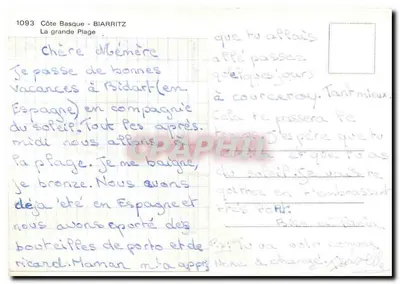 Biarritz - Wielka Plaża — Wydawca Europ, nr 1093 — Rewers