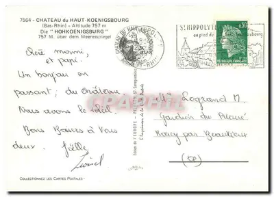 Zamek Haut-Koenigsbourg — widok z powietrza — Wydawnictwo EUROPE, nr 7564 — Rewers
