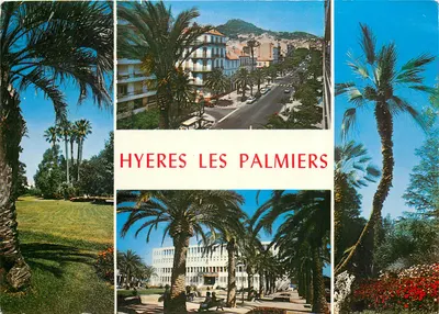 Hyères Les Palmiers — vue panoramique avec palmiers et bâtiments — Éditions de France, 2, rue Clapier, Hyères