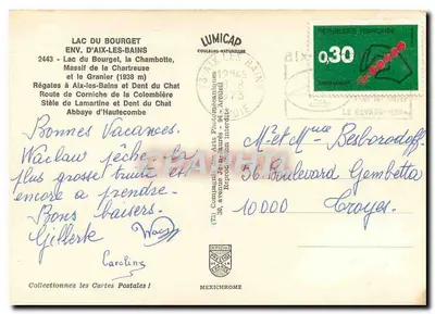 Lago do Bourget — env. de Aix-les-Bains — Lumicap — Verso