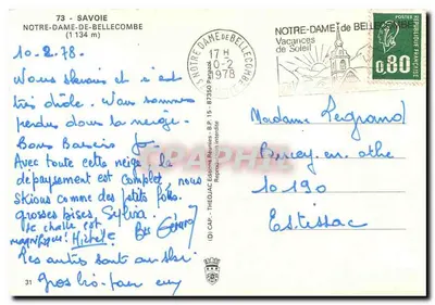 Notre-Dame de Bellecombe — 1134 m — Wydawnictwo Théo.A.C. (B.P. 15 - 87350 Parazay) — Rewers