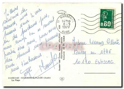 Strand van Narbonne — luchtfoto — Société des Cartes Postales APA-POUX — Achterkant