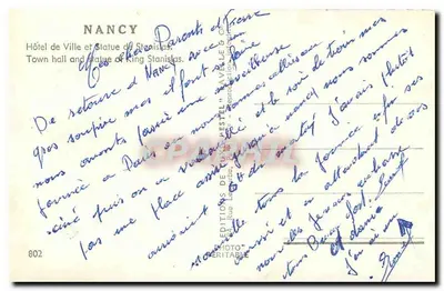 Nancy — Hotel de Ville e estátua de Stanislas — Estel, n°802 — Verso