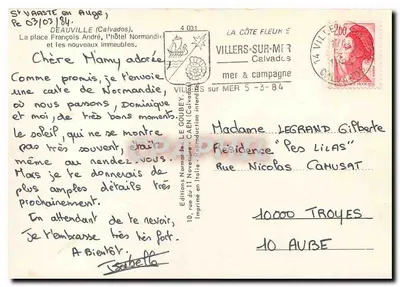 Villers-sur-Mer — A praça François André e os novos prédios — Editor Emy — Verso