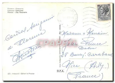 Florença - Panorama — O.P.A. - n° 672 — Verso