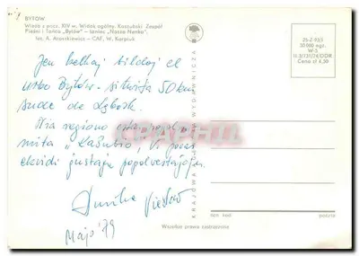 Bytów — vista aérea, torre medieval, dança folclórica — editor Krajowa Giełda Wydawnicza — Verso