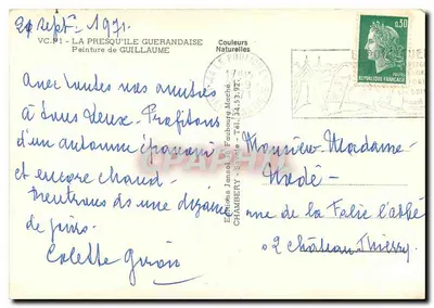 A Presqu'île Guerandaise — Carta postal ilustrada — Edições Jansol - Seveie — Verso