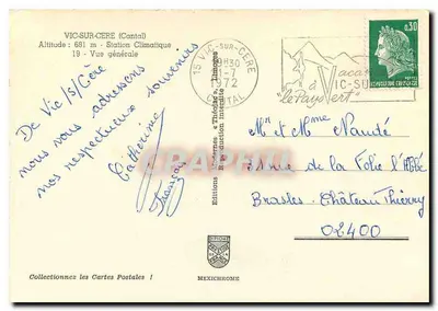Vic-sur-Cère — Widok ogólny — Wydawnictwo MEXICHROME, nr 19 — Rewers