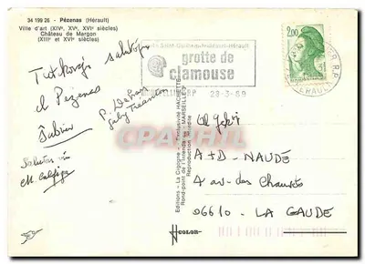 Castelo de Margon — Pézenas (Hérault) — Edições 'La Cigogne' — Verso