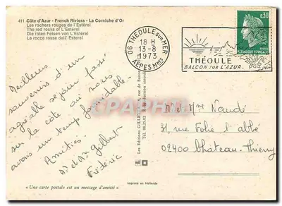 Corniche d'Or — Os rochedos vermelhos do Estérel — Éditions Gilletta — Verso