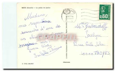 Metz — Het gerechtshuis — Combiér Imprimeur Mâcon — Achterkant