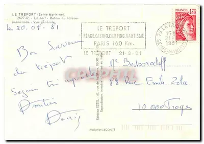 Le Tréport — ogólne widok portu i plaży — Wydawnictwo Estel — Rewers