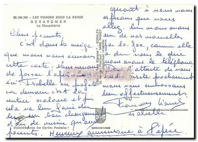 Os Vosges sob a neve — Gerardmer — Edições 'La Cigogne' - Sodalfa Nancy — Verso