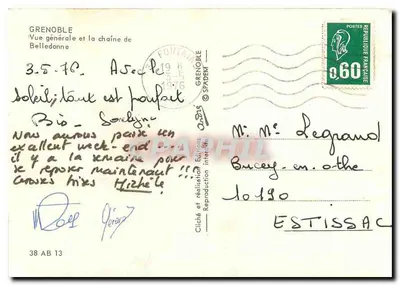 Grenoble — Ogólny widok i łańcuch Belledonne — Wydawnictwo Interlith — Rewers