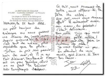 Le Pouldu — visão aérea — Edições de Arte JON, Le Dœar, Châteaulin — Verso